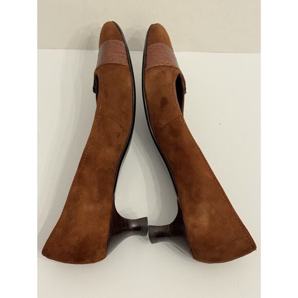 Kenneth Cole Brown Suede Leather Kitten Heels Women's 8.5 "Work It Out" Vintage - Picture 7 of 12
